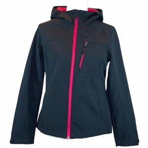 Free Tech size S black w hot pink trim long sleeve zip up athletic hooded jacket